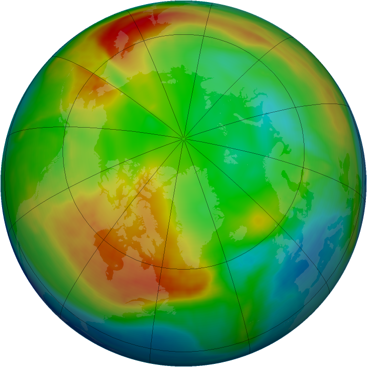 Arctic ozone map for 20 January 2008